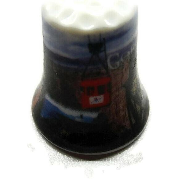 Thimble Vintage Royal Gorge Bridge Tram River Porcelain - Picture 2 of 7